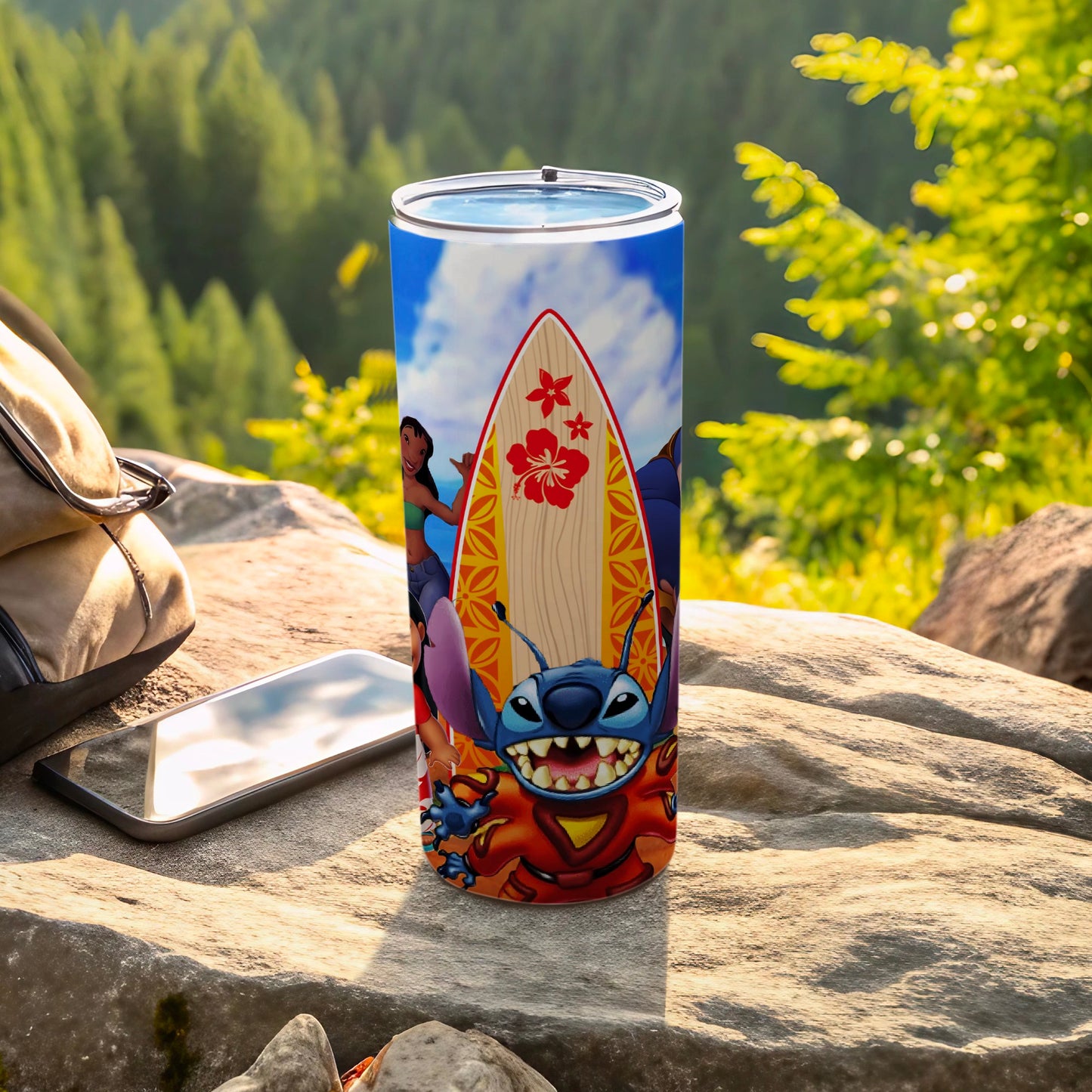 Lilo and Stitch Surfboard Travel Tumbler Flask