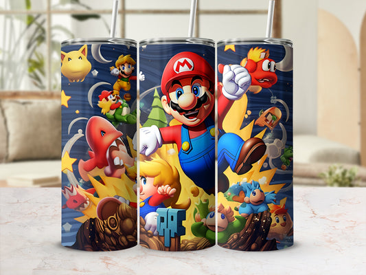 Vibrant Mario Themed Tumbler for Gaming Fans