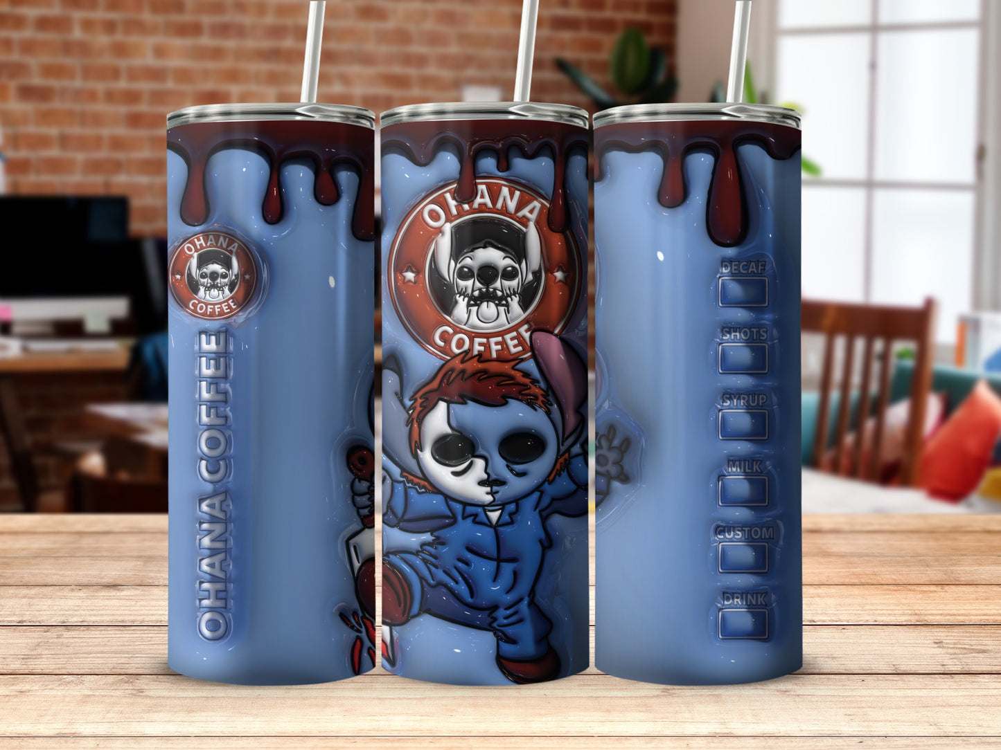 Ohana Coffee Tumbler with Unique Skull Design