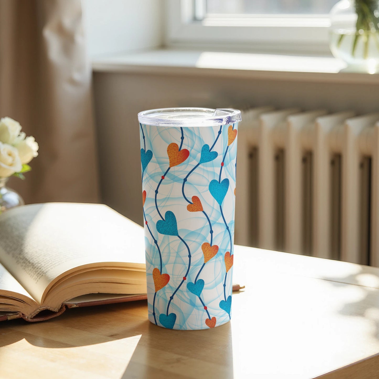 Colorful Heart Pattern Insulated Travel Tumbler