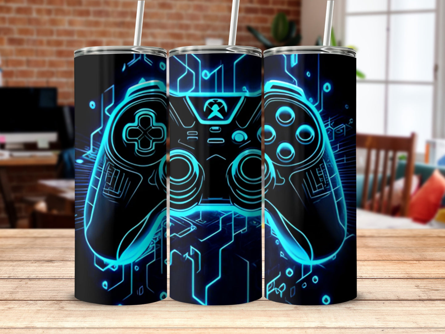 Futuristic Gaming Controller Themed Tumbler Design