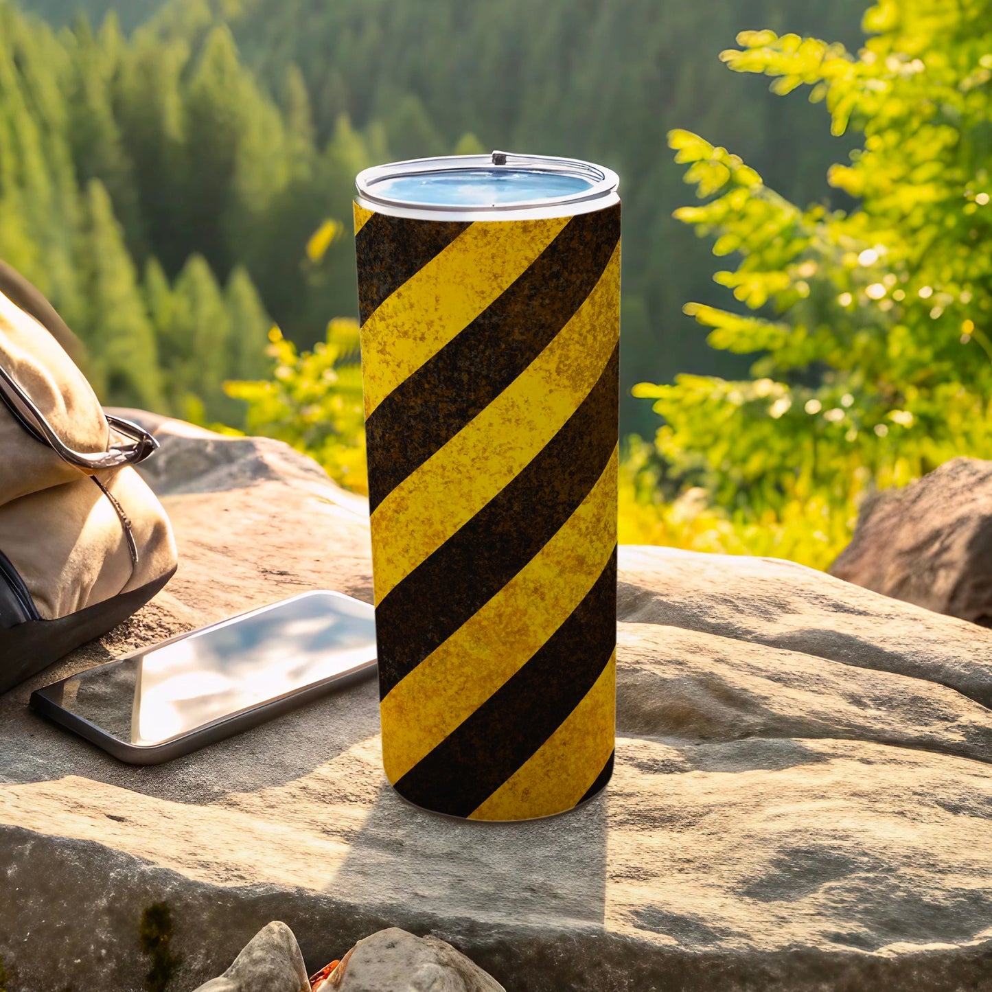 Insulated Yellow Black Hazard Stripe Tumbler product type