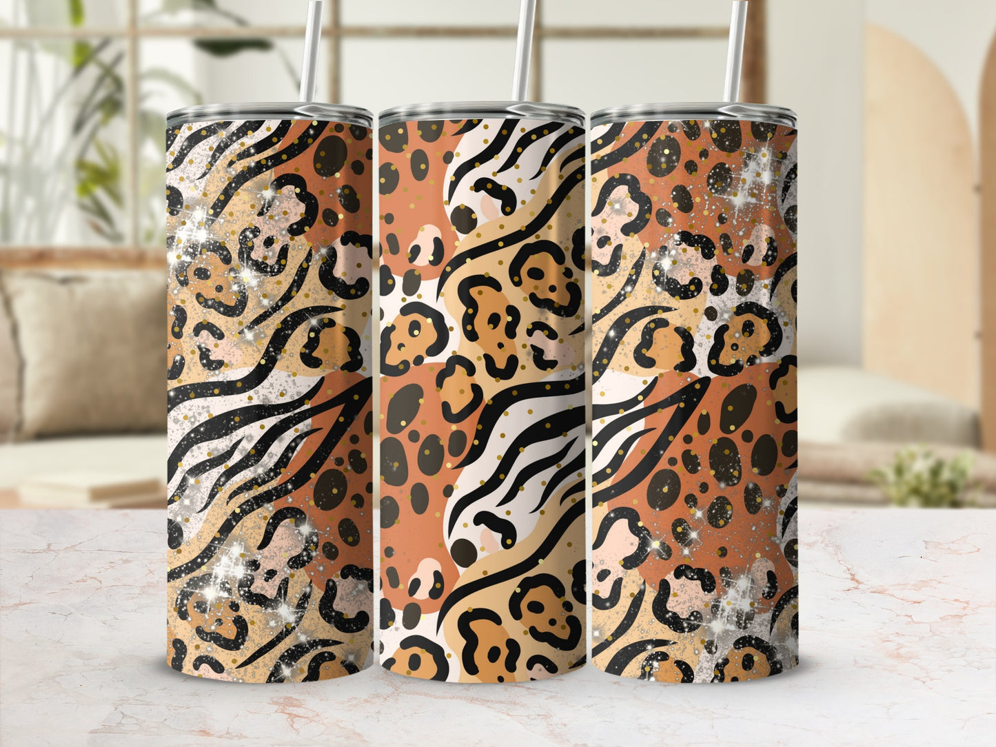 Stylish Leopard and Zebra Print Tumbler Cup Accessory