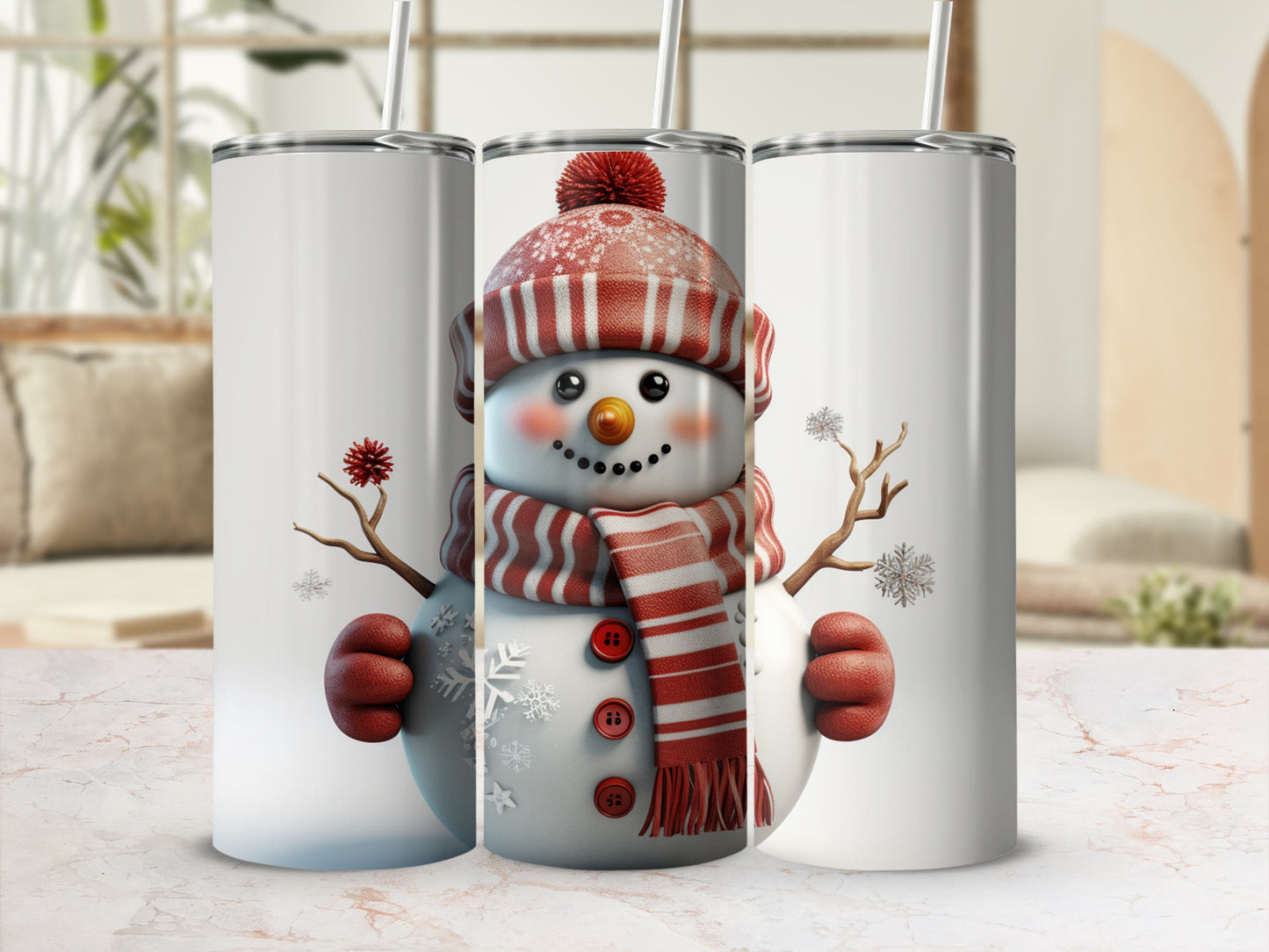 Festive Snowman Design Insulated Tumbler Drinkware