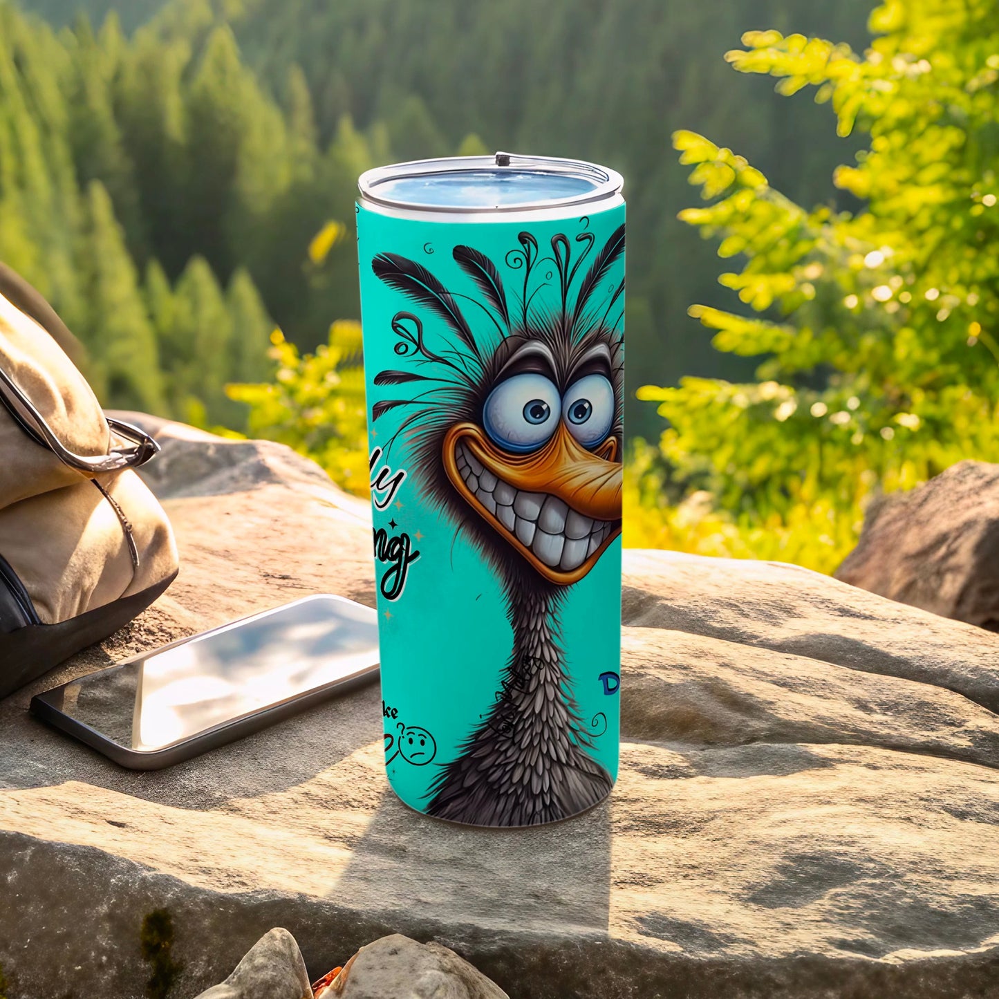 Colorful Smiling Bird Art Tumbler for Outdoor Enthusiasts