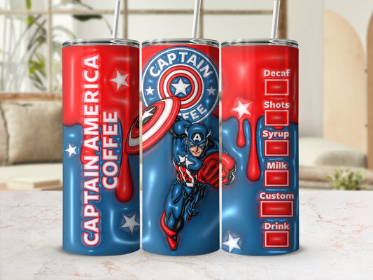 Captain America Coffee Design Tumbler