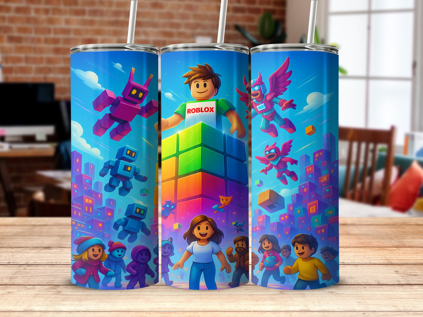 Roblox Themed Insulated Tumbler with Colorful Designs