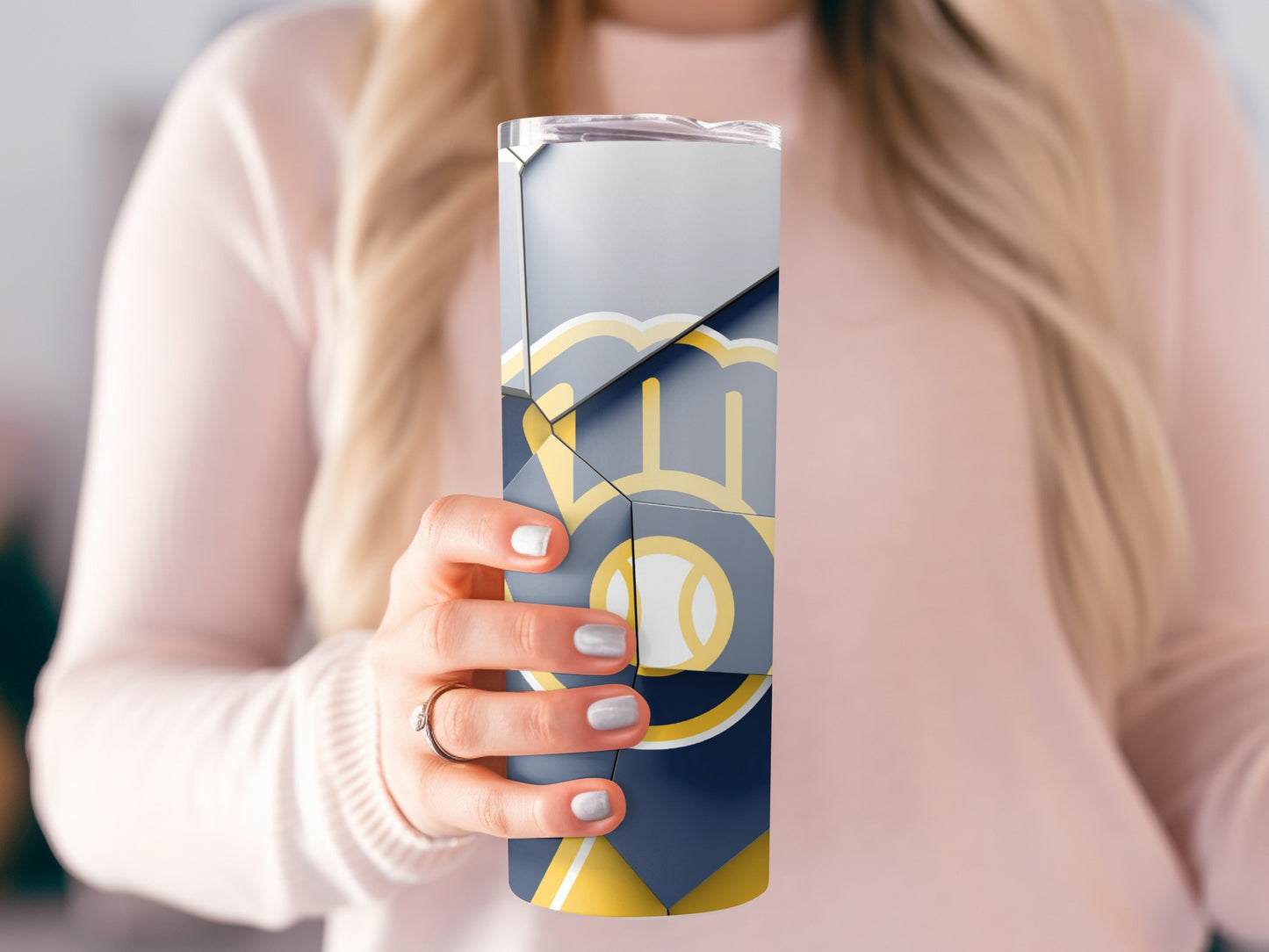 Milwaukee Brewers Fractured Team Logo Design Tumblers