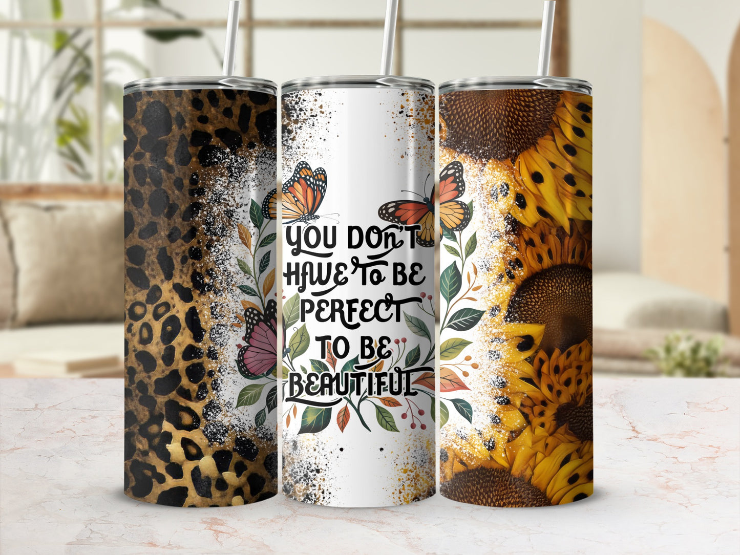 Animal Print and Inspirational Quote Tumblers Set