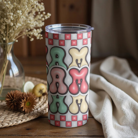 Artistic Patterned Colorful Checkered Tumbler