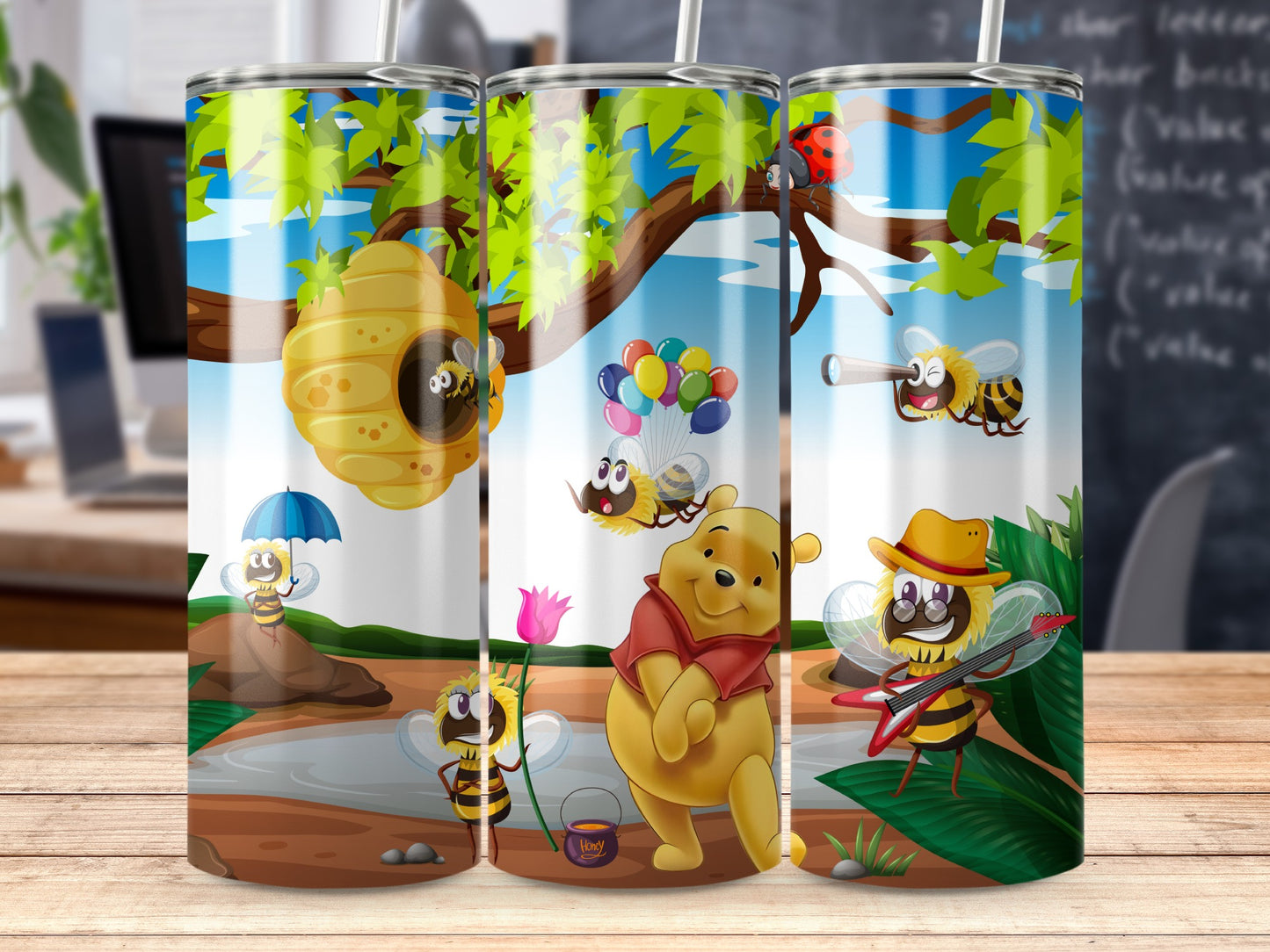 Adorable Winnie the Pooh and Bees Tumbler