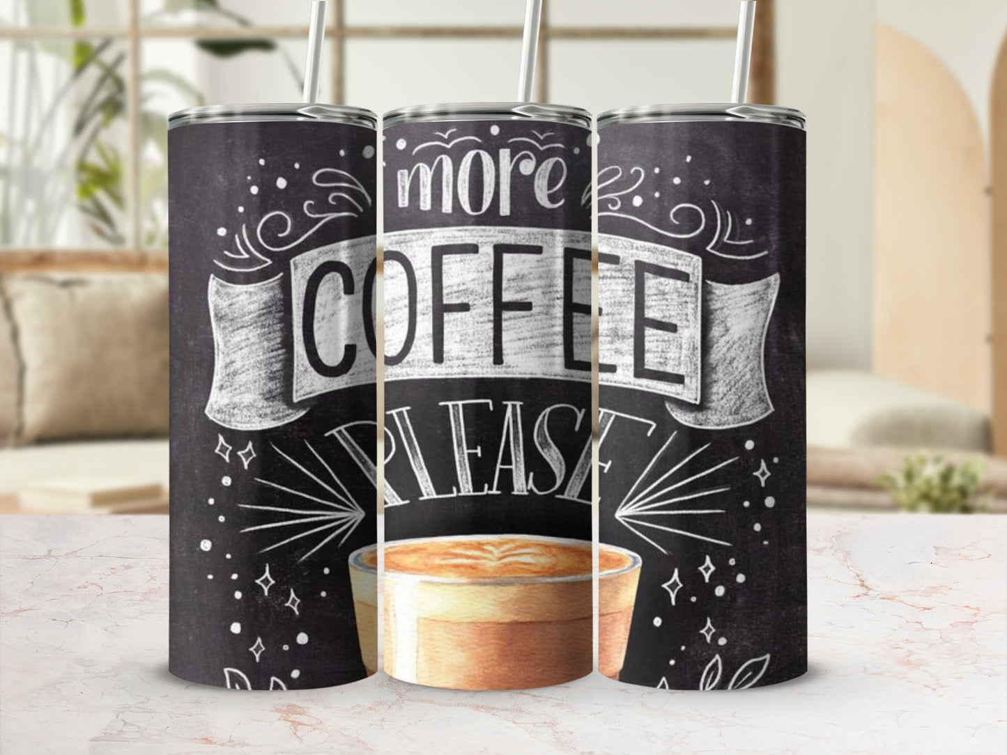 Chalkboard Coffee Art Insulated Tumbler for Hot Drinks