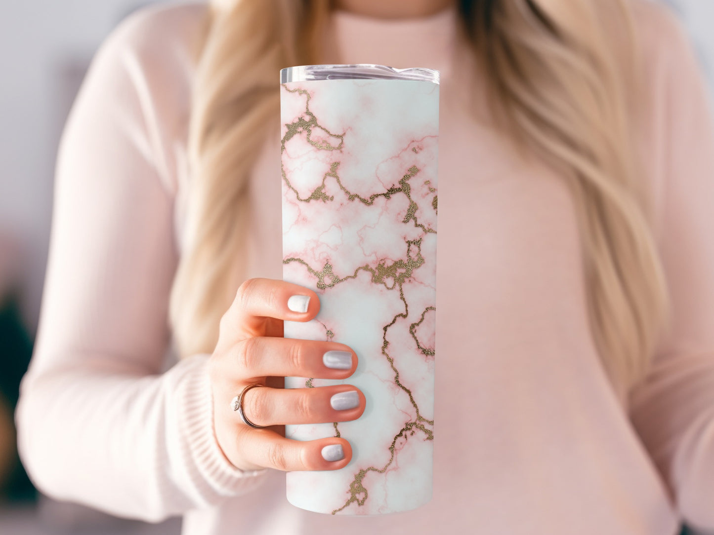 Rose Gold Veined Pink White Marble Design Great Tumblers