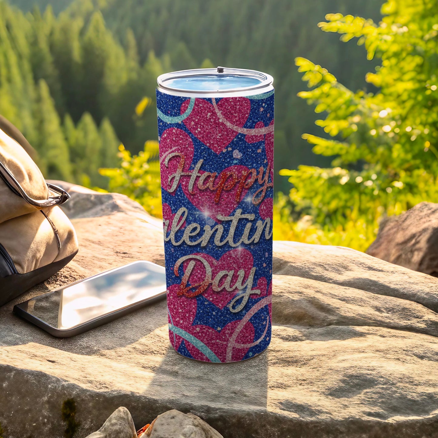 Colorful Happy Valentines Day Travel Tumbler