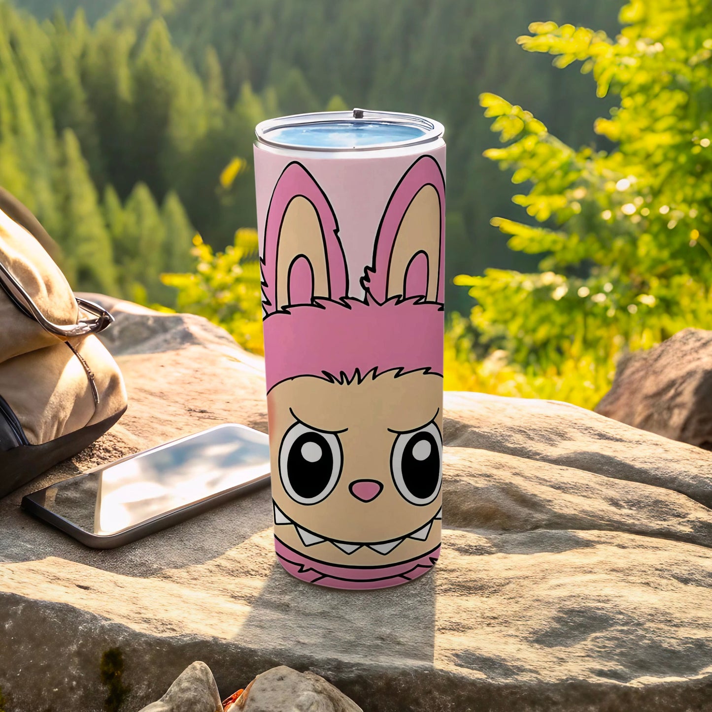 Cute Cartoon Bunny Face Travel Mug 20 oz Cup Tumbler