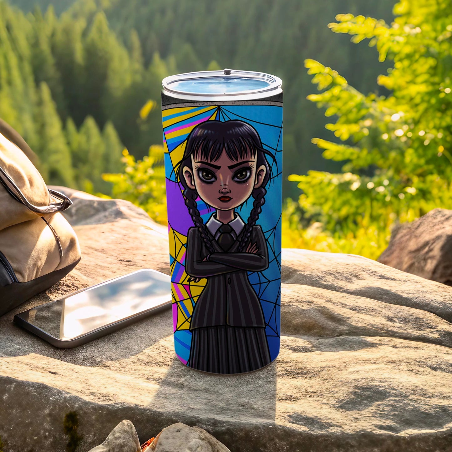 Vibrant Cartoon Girl Design on Tall Tumbler Product