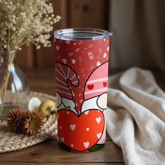 Cute Valentine Gnome Hugging Heart Tumbler Product