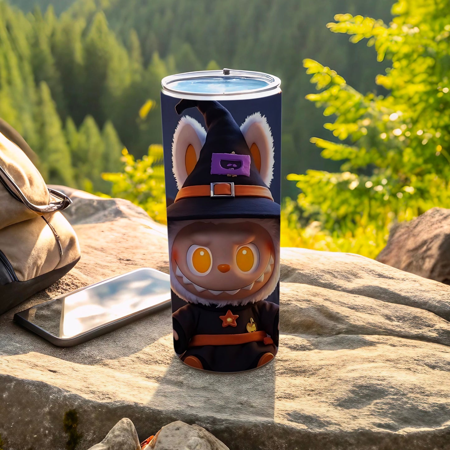 Adorable Halloween Witch Cat Tumbler for Festive Drinks