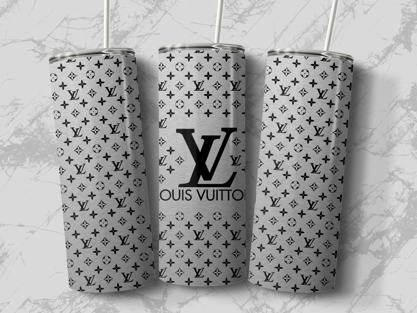 Stylish Louis Vuitton Designer Tumbler Cup with Straw