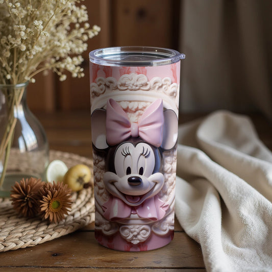 Adorable Minnie Mouse Tumbler with Pink Bow Design