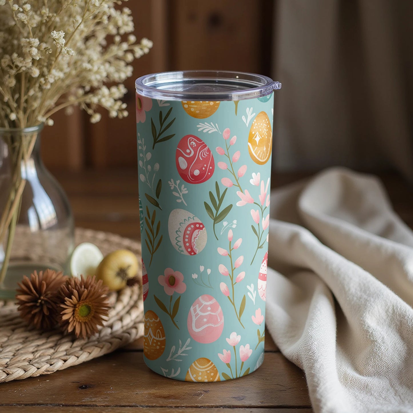 Easter Egg and Floral Design Insulated Tumbler Container
