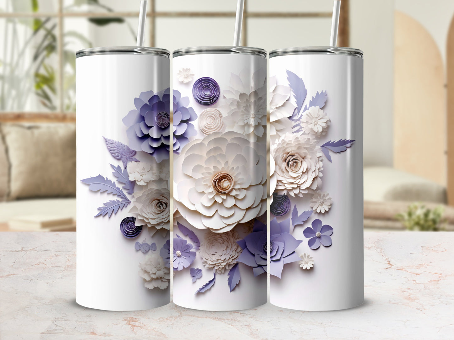 Elegant Floral Design Tall Tumbler for Everyday Use