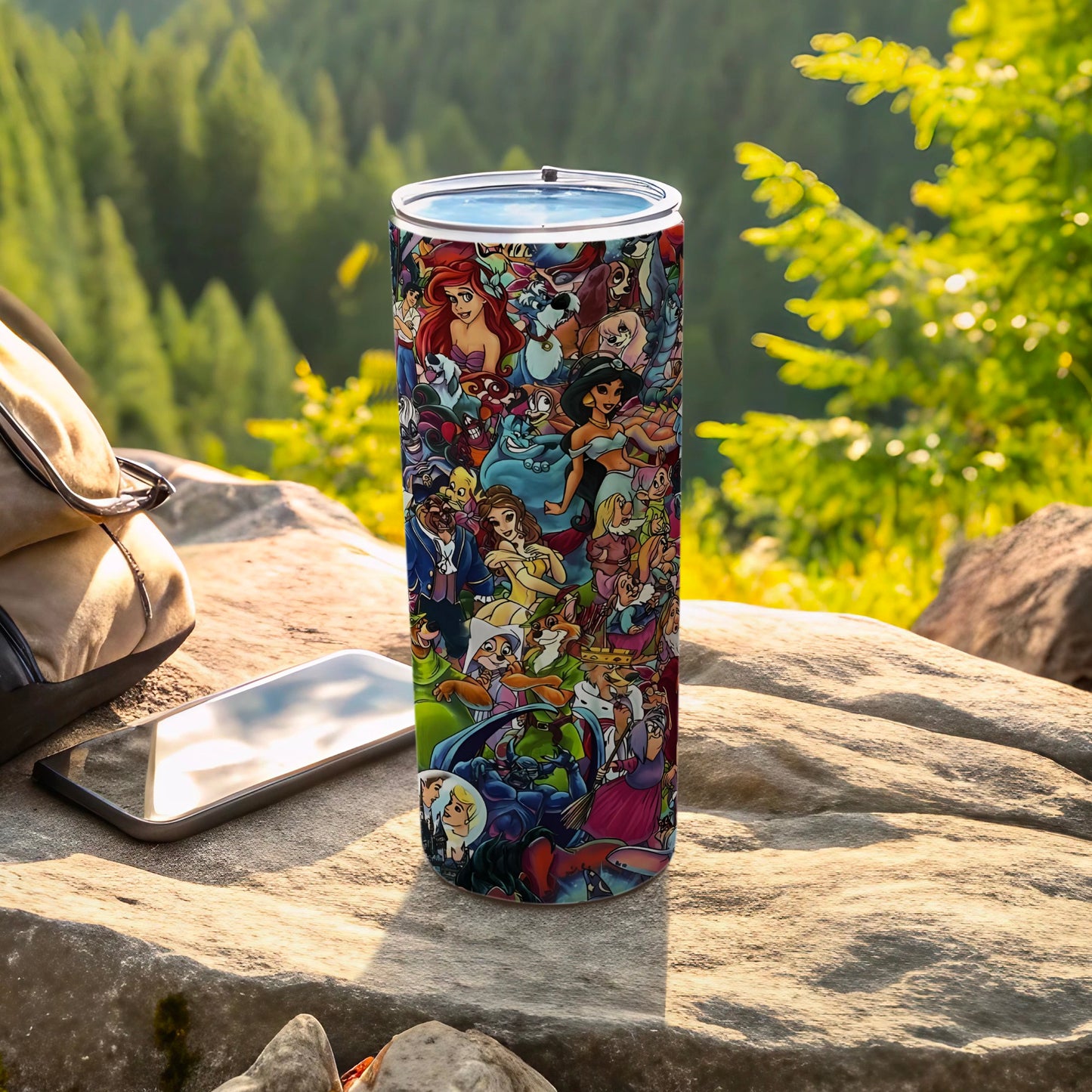 Colorful Tumbler with Animated Characters Design