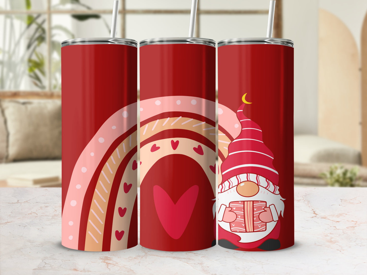 Red Gnome and Heart Tall Tumbler Drinkware for Any Occasion