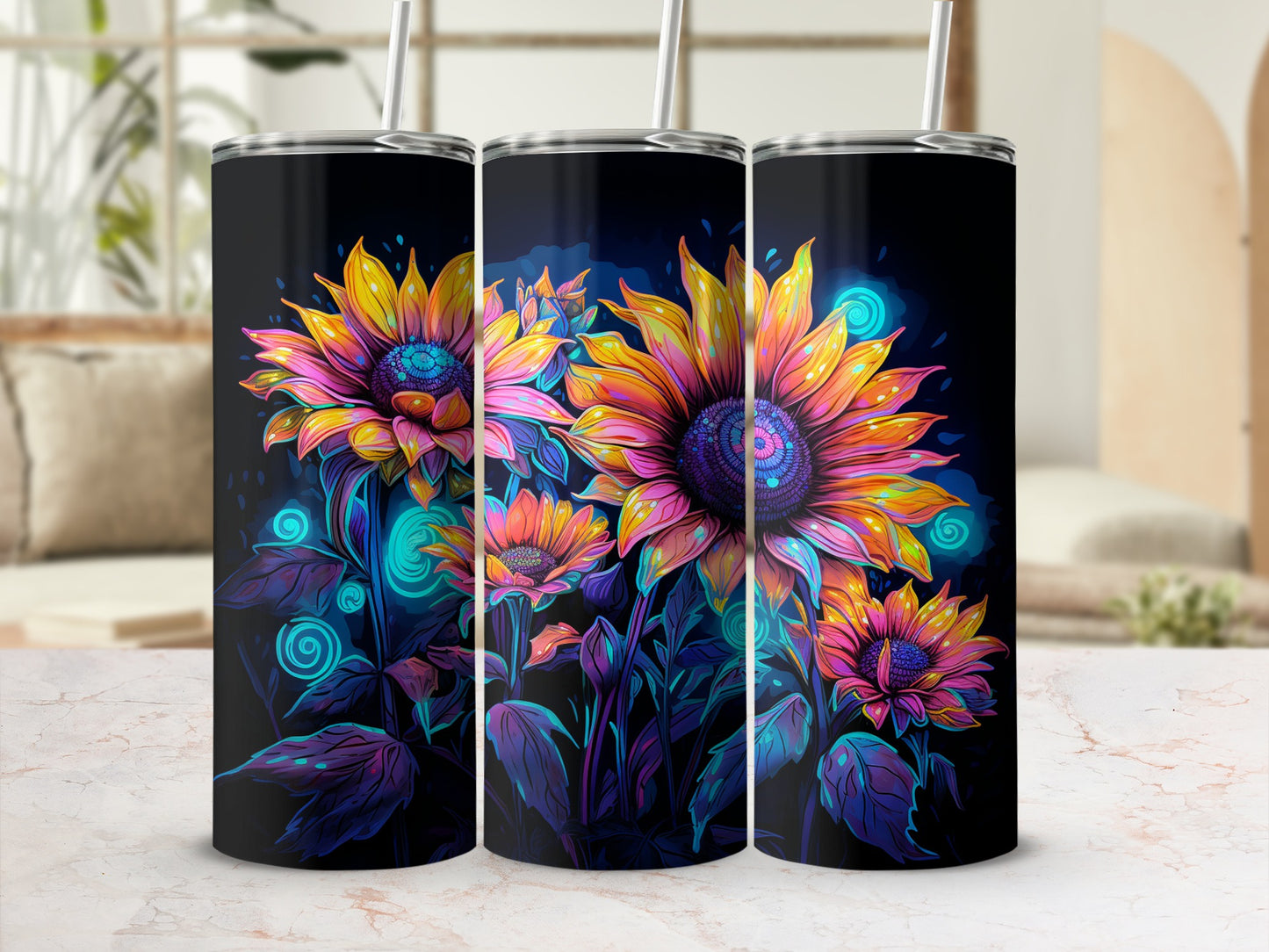 Colorful Floral Sunflowers Design Tumbler