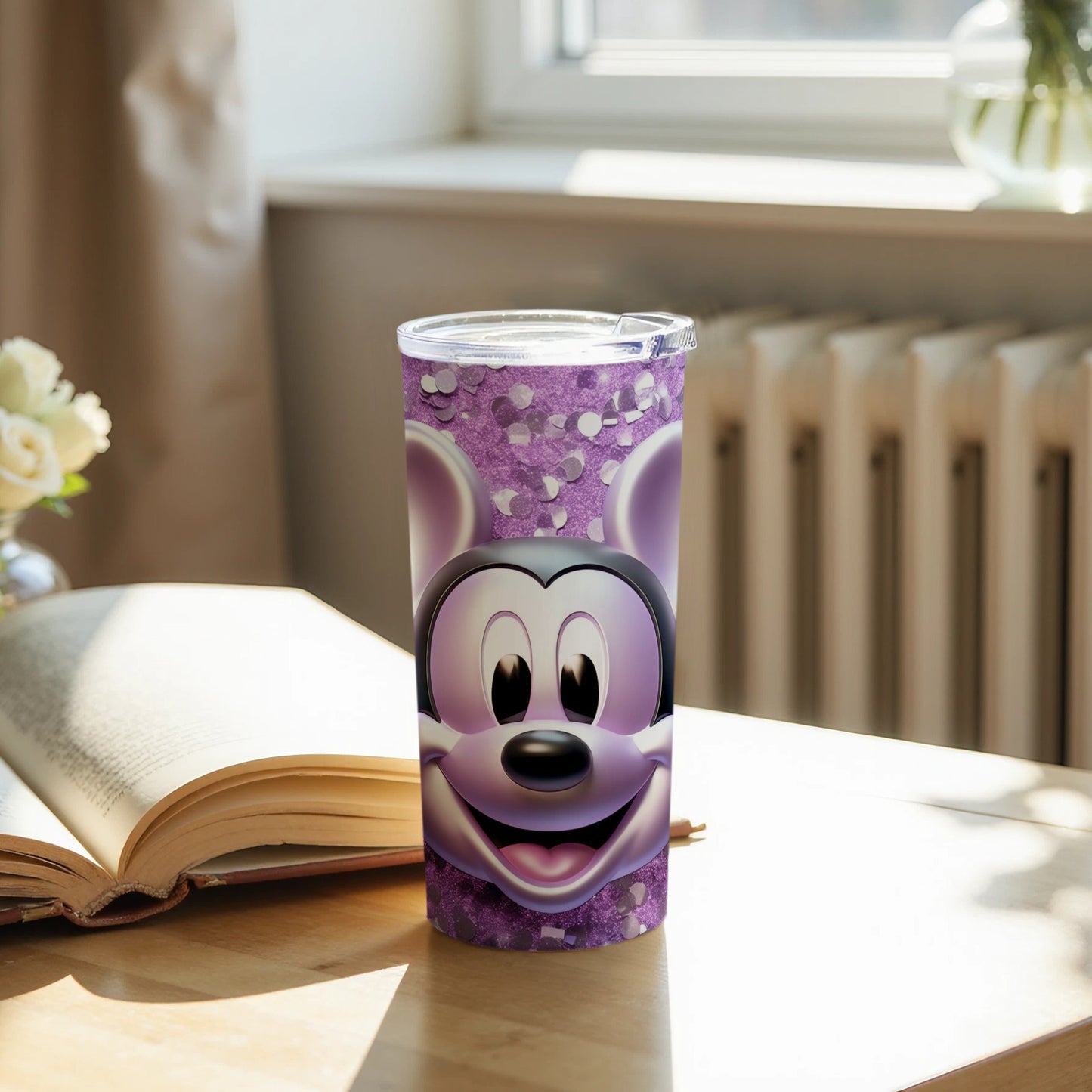Cute Mouse Print Purple Tumbler for Coffee Lovers