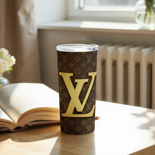 Luxury Designer Brown Gold Insulated Travel Tumbler