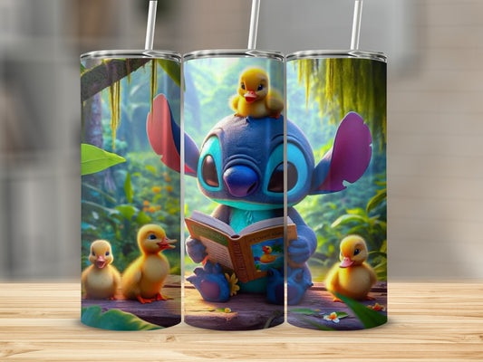 Adorable Stitch with Ducklings Design Tumbler Cups