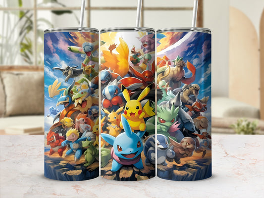 Colorful Pokémon Character Design Travel Mug