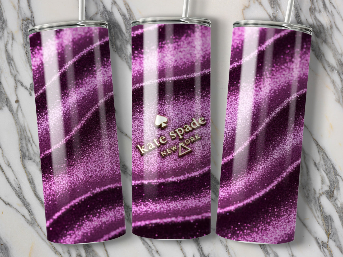 Kate Spade Inspired New York Sparkling Purple Design Tumblers