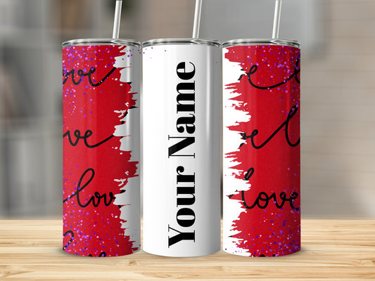 Customizable Love Design Insulated Tumbler with Straw