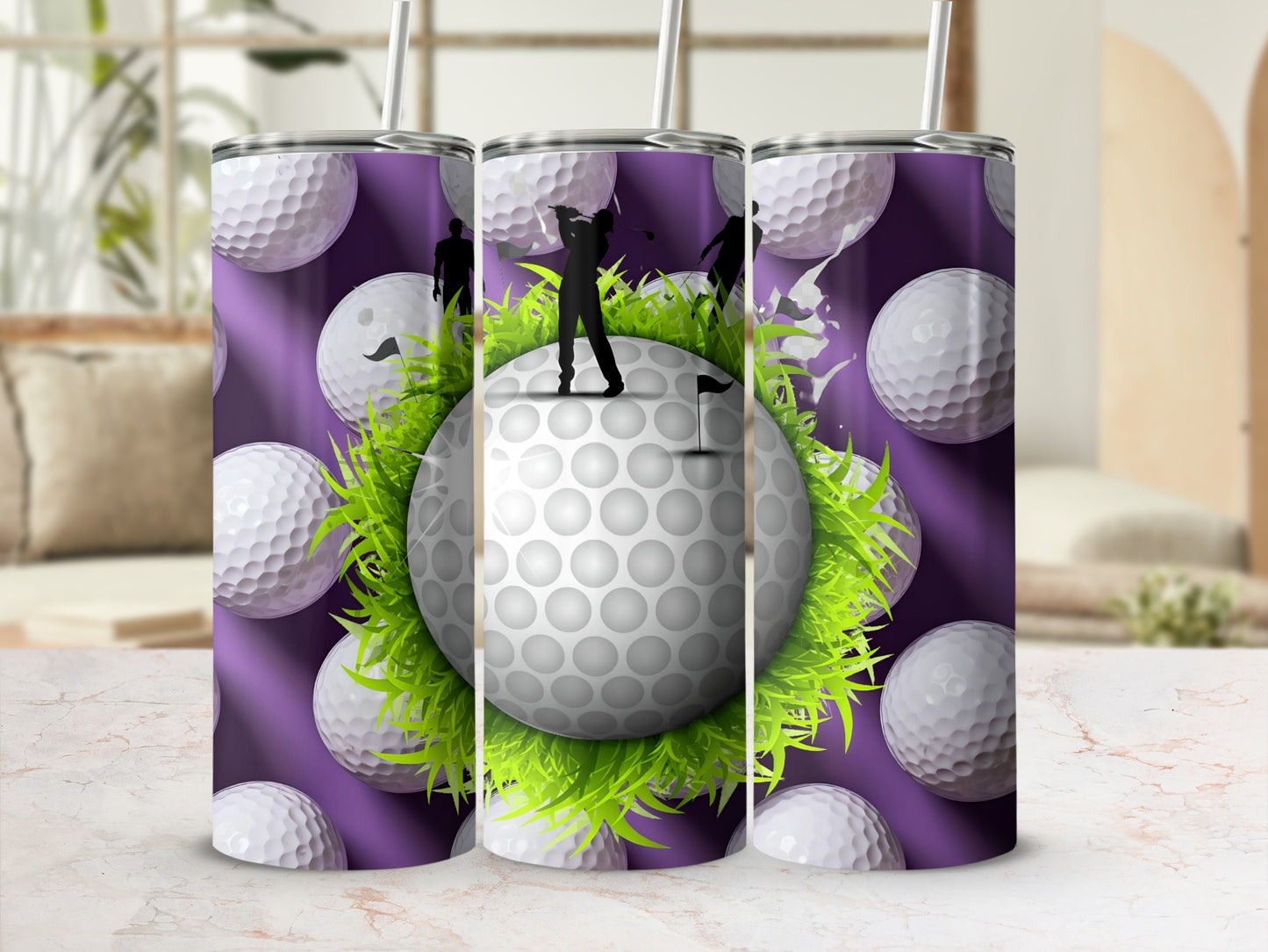 Golf-Themed Design Tall Slim Tumbler Cup