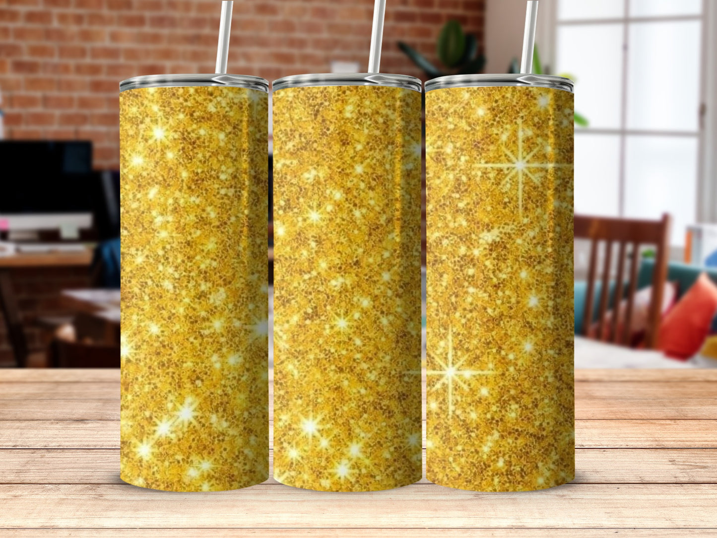 Sparkling Golden Glitter Tumbler Cup for Bright Days
