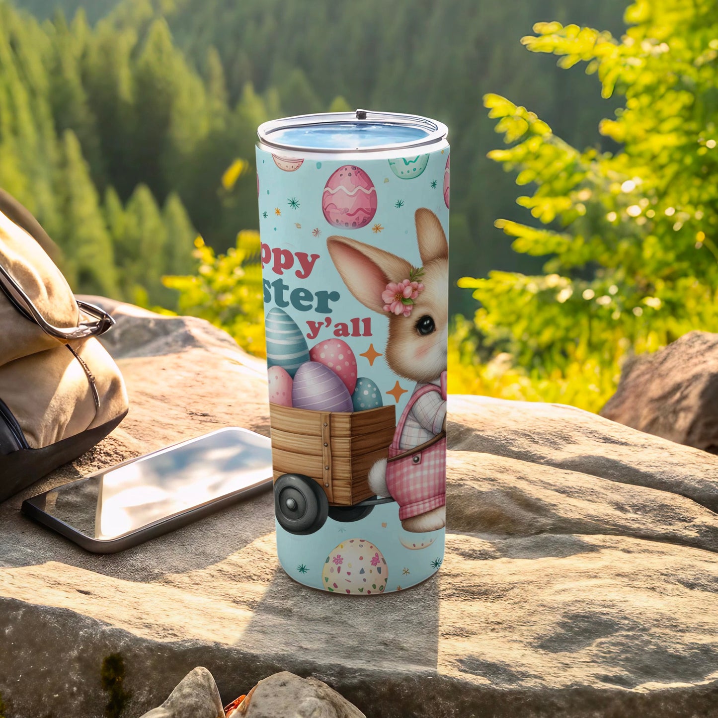 Happy Easter y'all Bunny Eggs Cart Tumbler product type