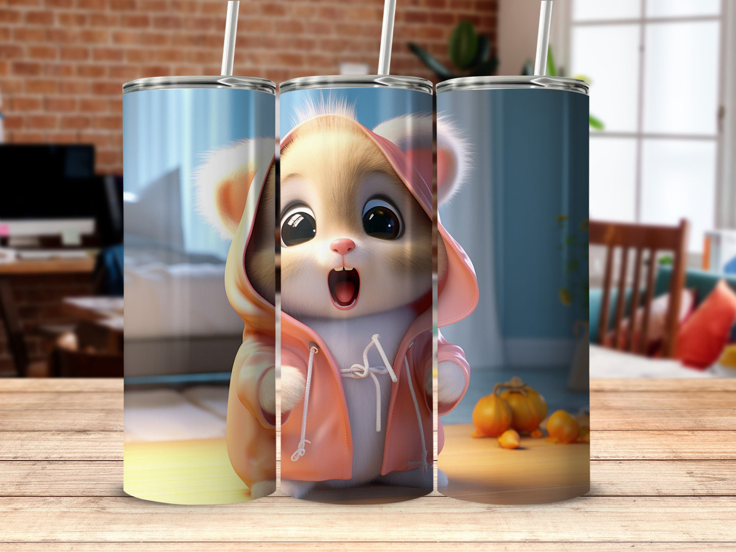 Cute Cartoon Puppy Character Tumbler with Hoodie Design