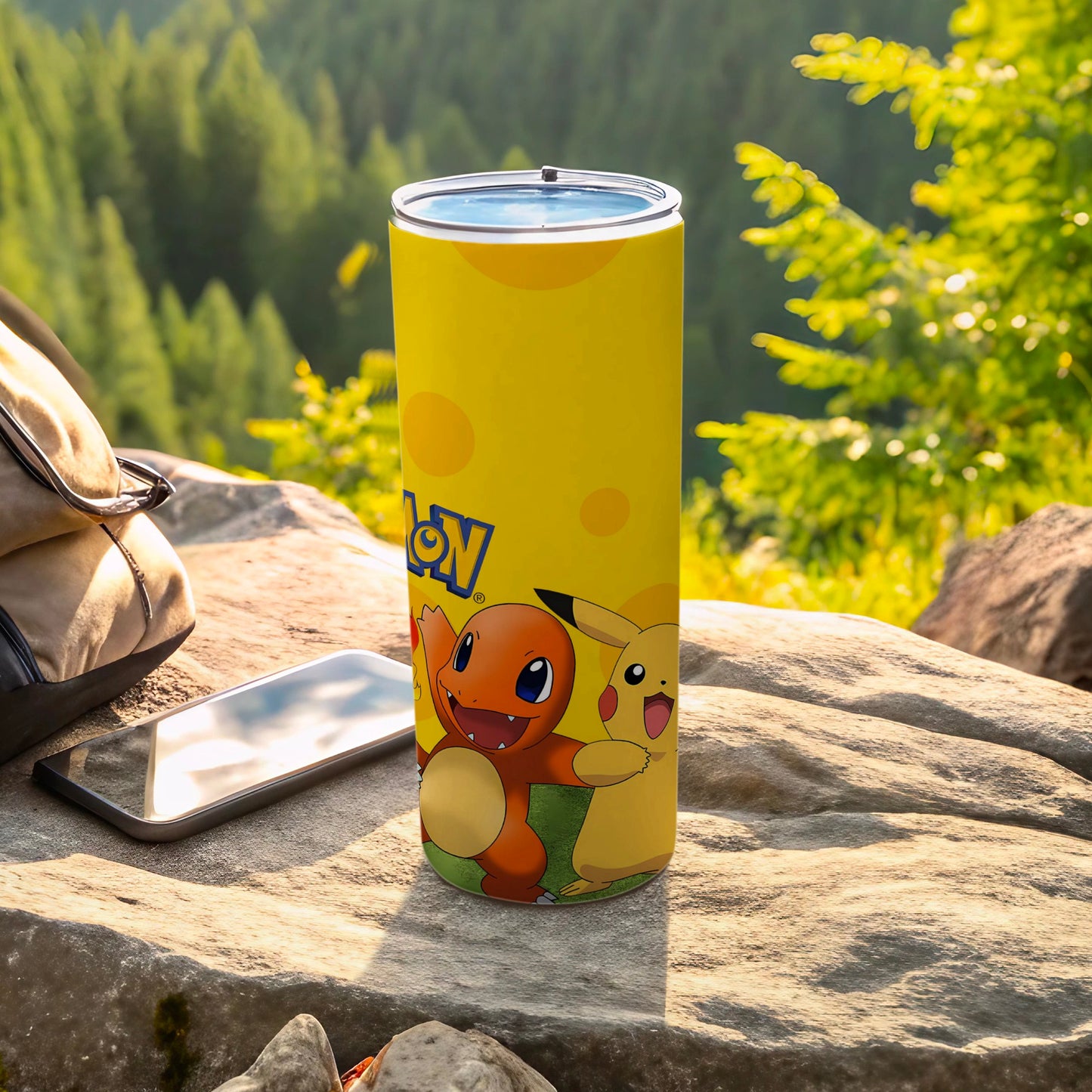 Bright Yellow Pikachu and Charmander Tumbler product