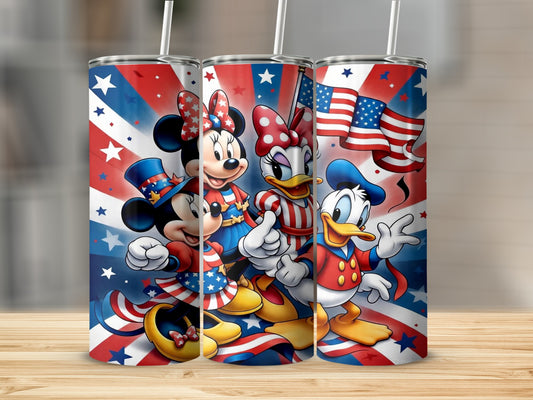 Patriotic Cartoon Characters Design Tumbler Cup