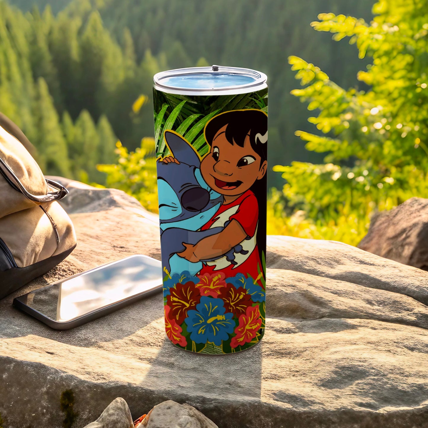 Colorful Adventure Travel Tumbler with Cartoon Design