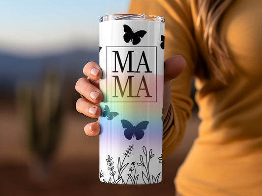 Colorful Mama Inspired Butterfly Floral Design Tumbler