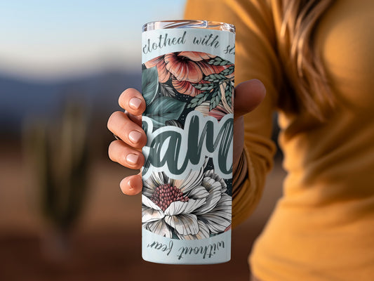 Floral Clothed with Strength Inspirational Mug