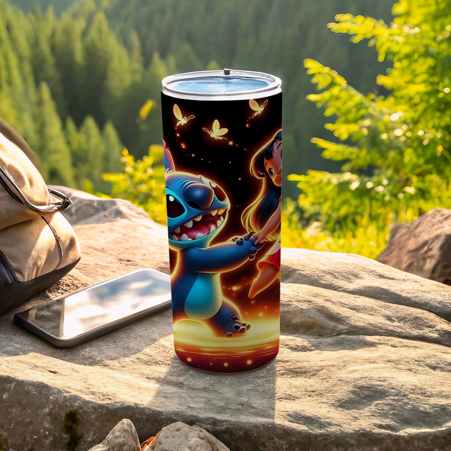 Lilo and Stitch Tumbler with Glowing Fireflies Artwork