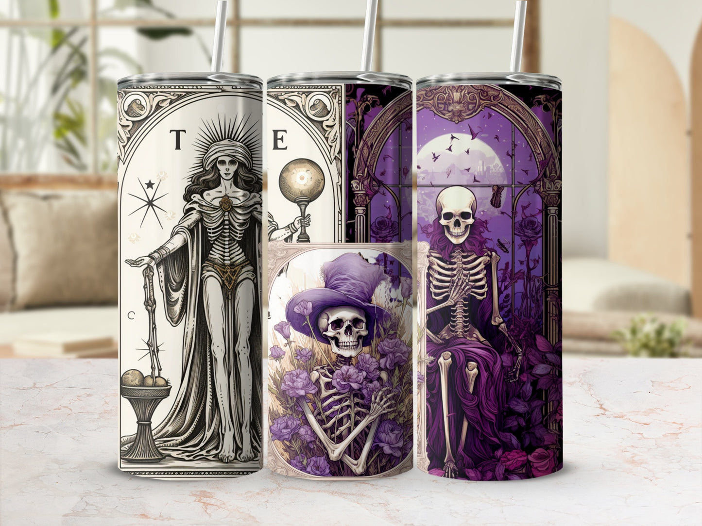 Tarot Skeleton Art Insulated Tumbler Collection