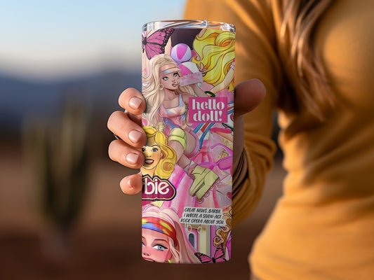 Barbie Collage With Butterflies And Logos With Dolls Tumblers