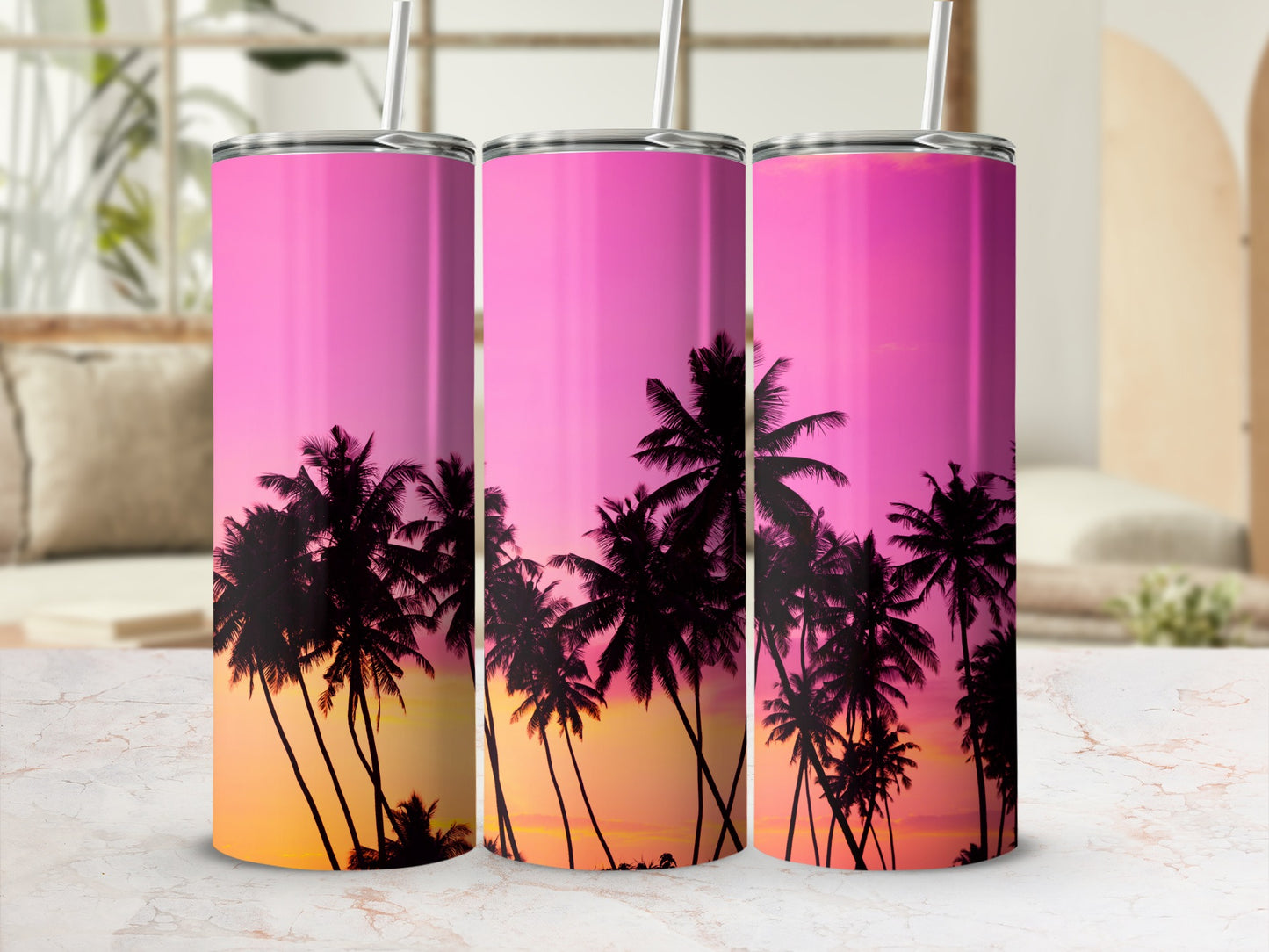 Tropical Sunset Palm Tree Design Tumbler product