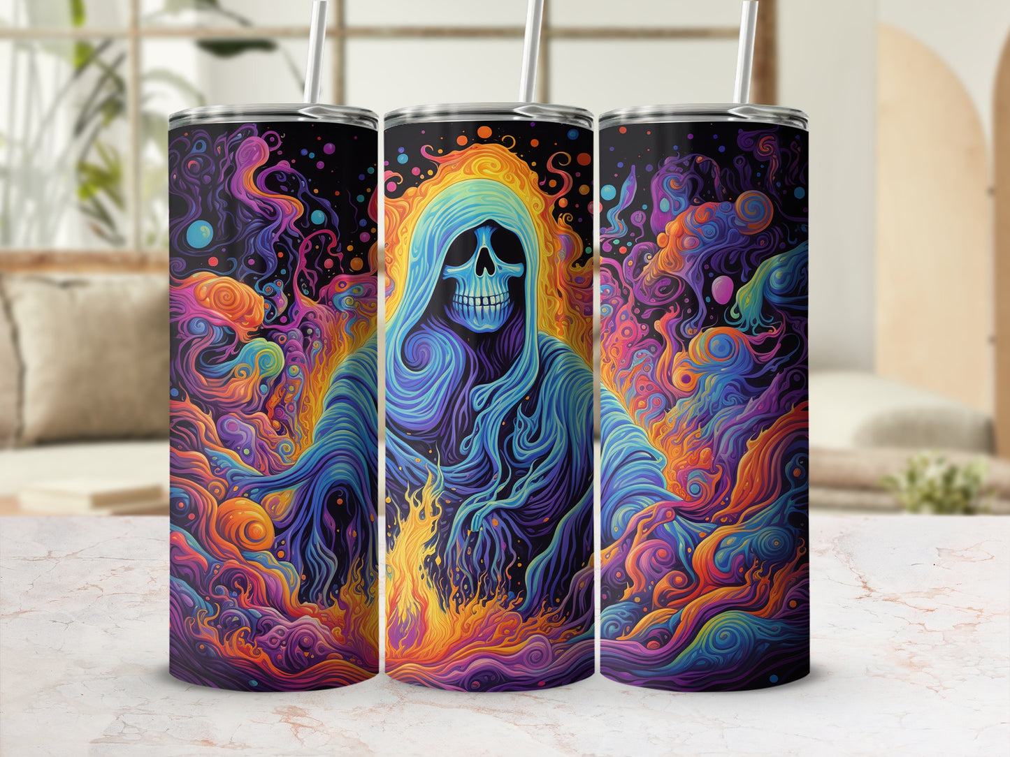 Colorful Ethereal Skeleton Design Insulated Tumbler