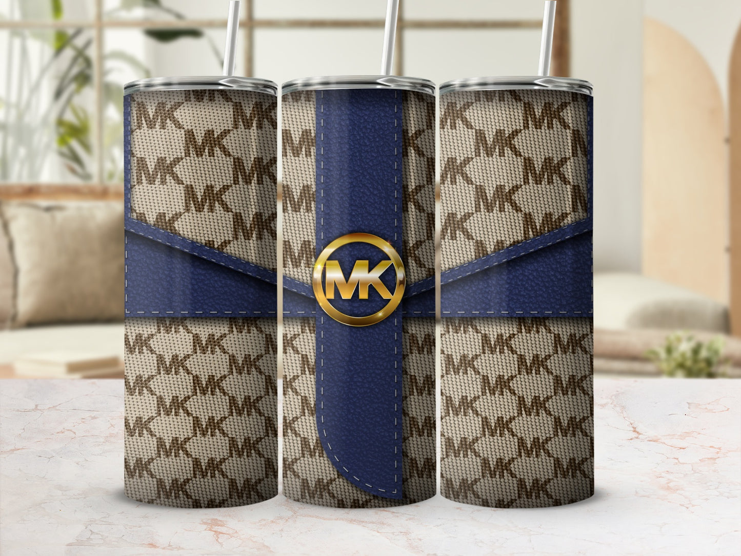 Stylish Blue and Brown Branded Tumbler Product
